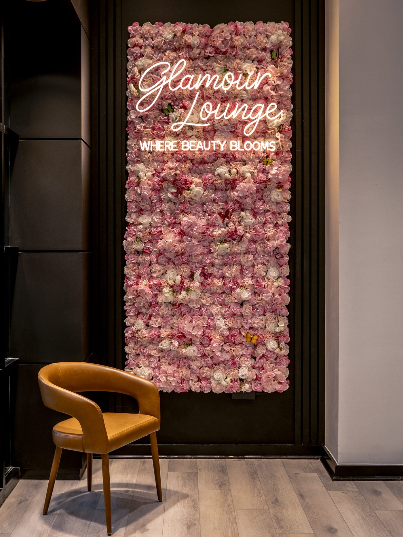 Glamour Lounge flower wall sign, Where Beauty Blooms